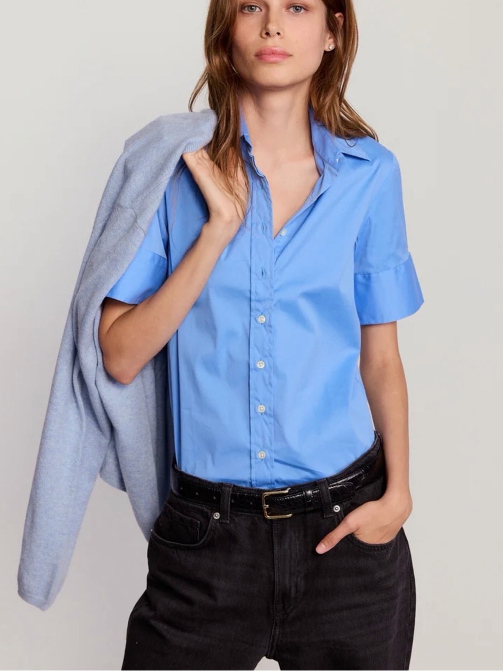 The Shirt by Rochelle Behrens EUC in French Blue XL Minimalist Classic Luxury